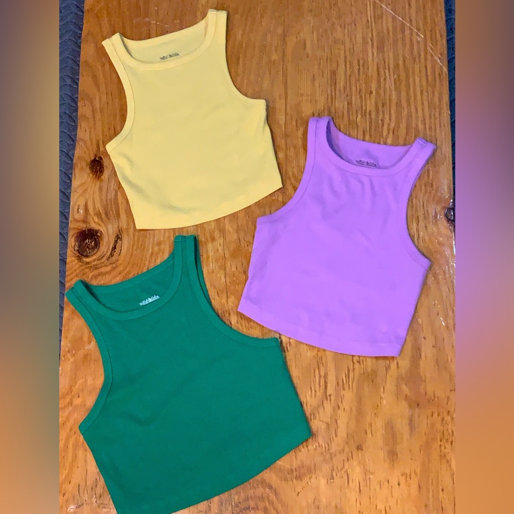 Wild Fable Colorful Crop Tops - Yellow, Purple, GreenXXS&S